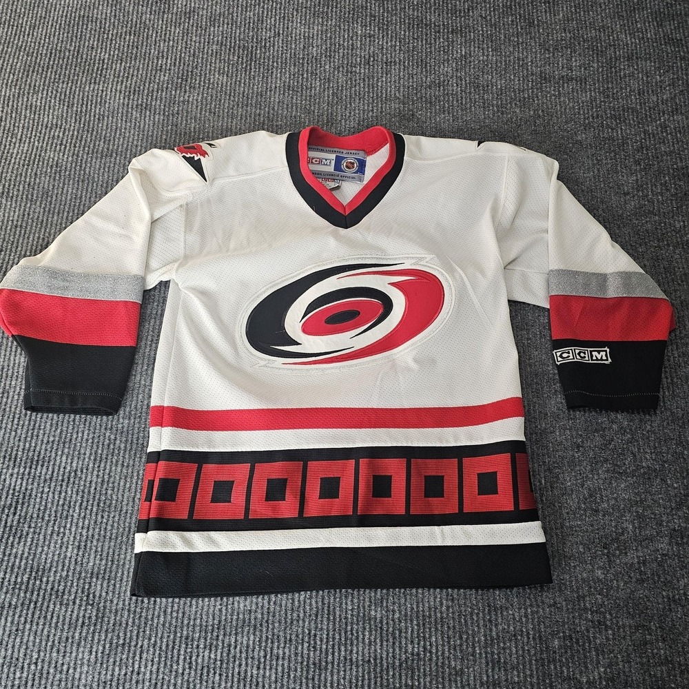 Carolina Hurricanes Jersey Boys XL White NHL Hockey CCM Air Knit Sweater Canada